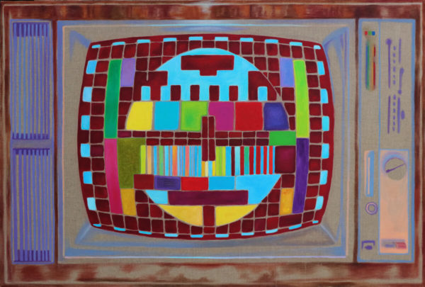 Petra Krische: Flachbildschirm, Acryl auf Leinen, 104 x 154 cm, 2019