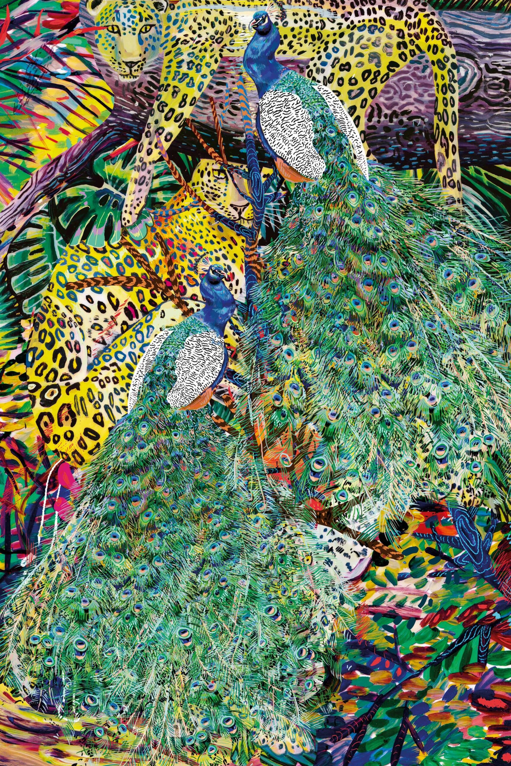 Marina Friedrich: Peacock and Leopard, 2021, 40 x 30 cm
