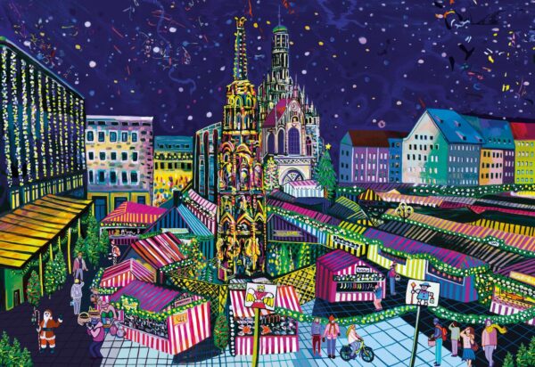 Postkarte "Der Christkindlesmarkt" von Marina Friedrich (helle Version), 2021, 5 Euro